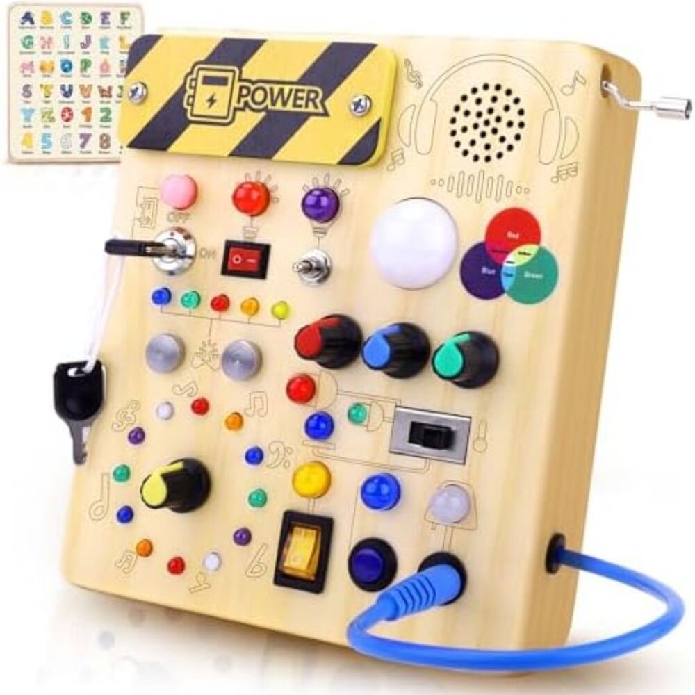 Busy Board,Montessori Toys for 1-3 Year Old Boys & Girls,Travel Educational